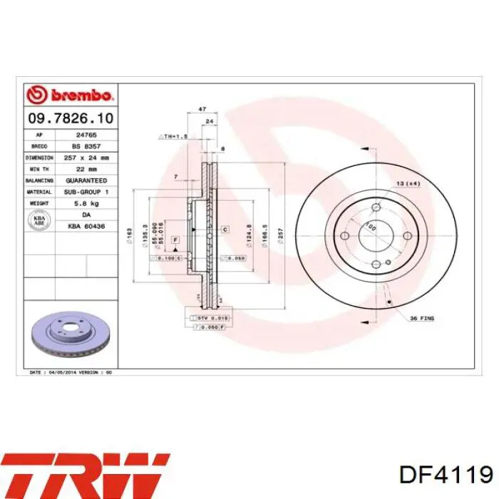 Купить DF4119 TRW Ротор тормозной
