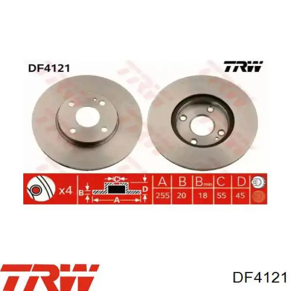 Передние тормозные диски DF4121 TRW