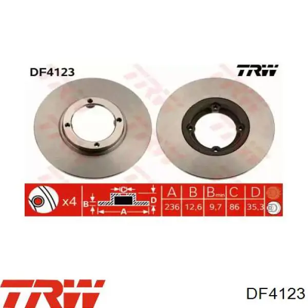 Передний тормозной диск TRW DF4123