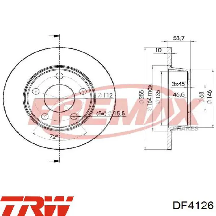 Задний дисковый тормоз TRW DF4126