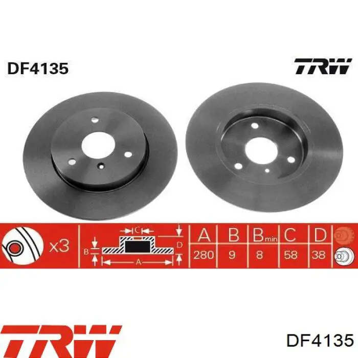 Передние тормозные диски DF4135 TRW