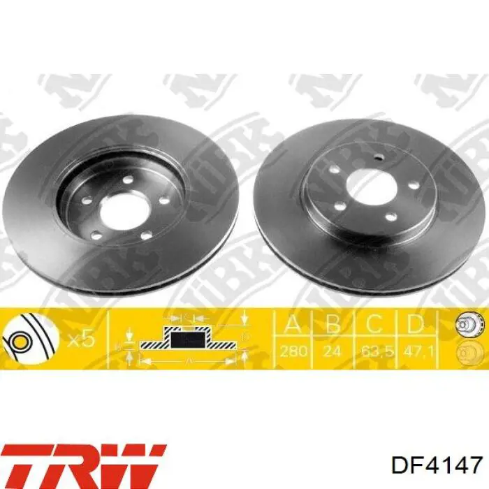 Передние тормозные диски DF4147 TRW