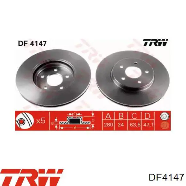 Тормоз дисковый передний TRW DF4147 цена, от 40.53 USD