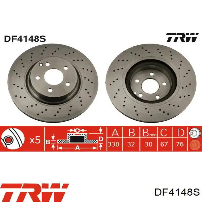 Freno de disco delantero DF4148S TRW