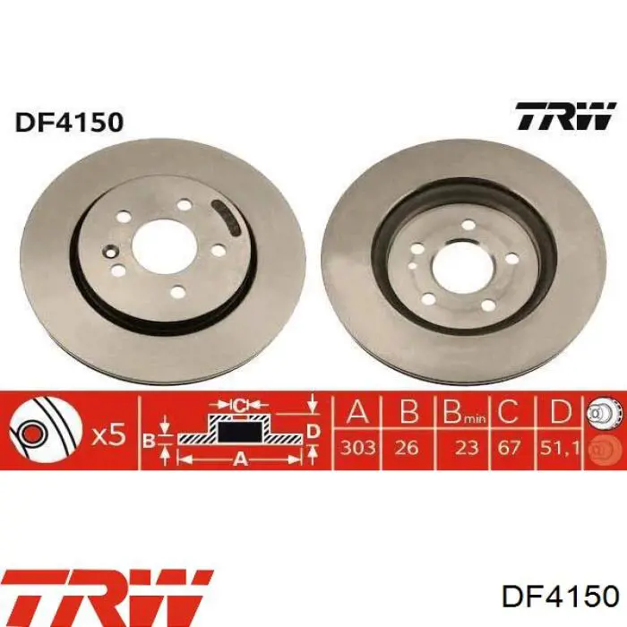 DF4150 TRW диск тормозной передний
