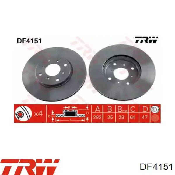 DF4151 TRW диск тормозной передний