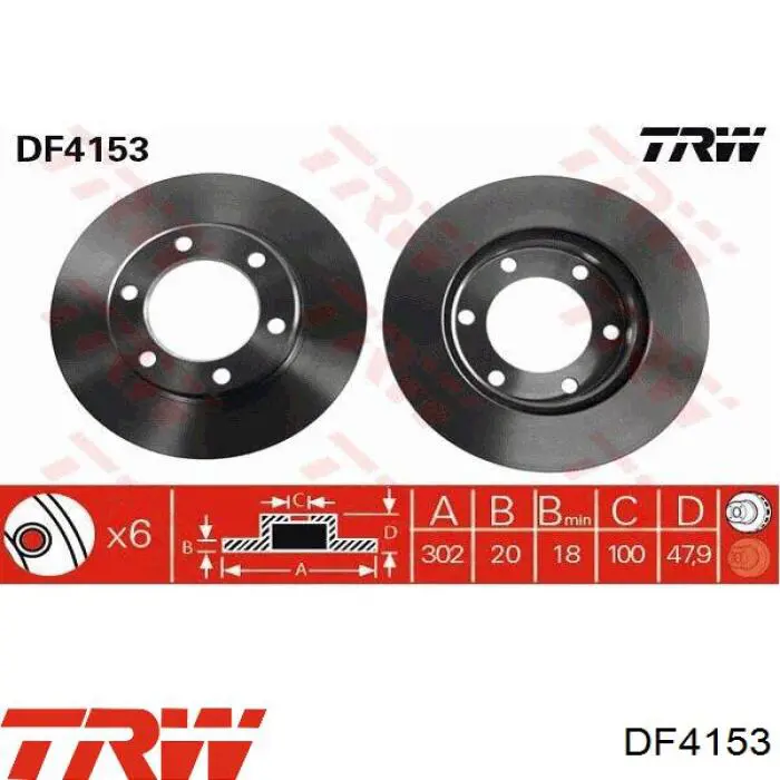 Передние тормозные диски DF4153 TRW