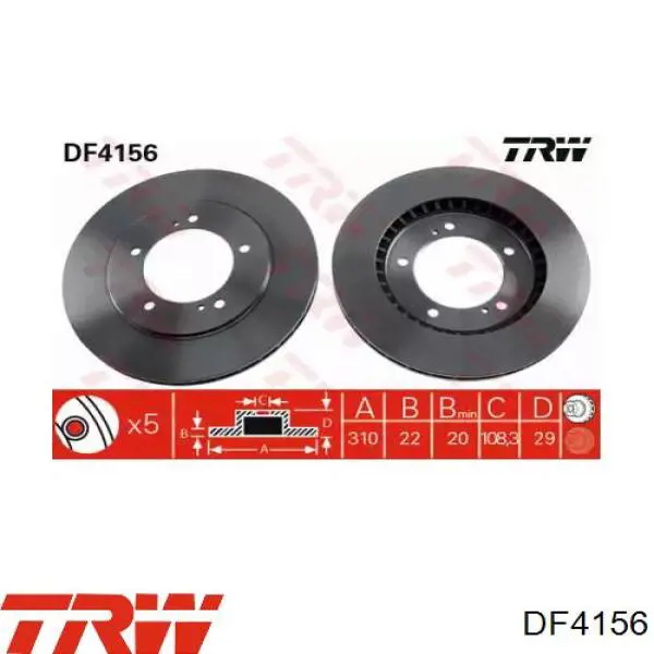 Передний тормозной диск TRW DF4156