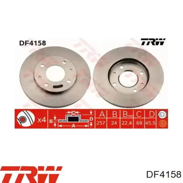 DF4158 TRW диск тормозной передний
