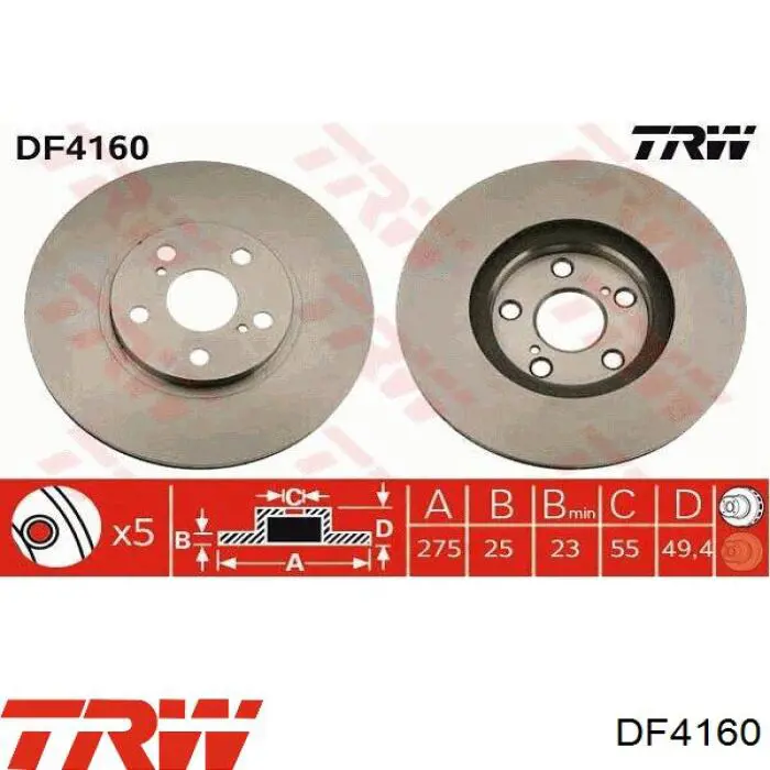 Передние тормозные диски DF4160 TRW