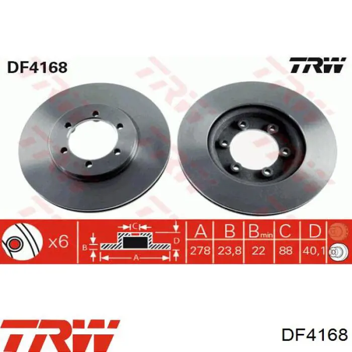 Передние тормозные диски DF4168 TRW