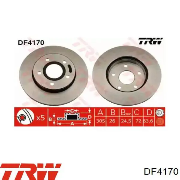 Передние тормозные диски DF4170 TRW