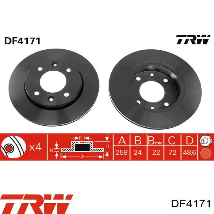 DF4171 TRW тормозные диски