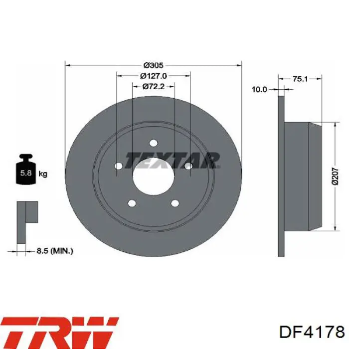 Тормозные диски DF4178 TRW