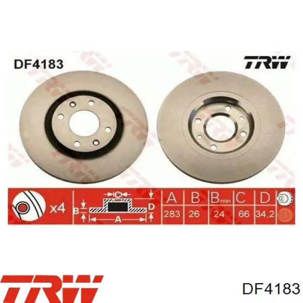 Тормоз дисковый передний TRW DF4183 цена, от 35.48 USD