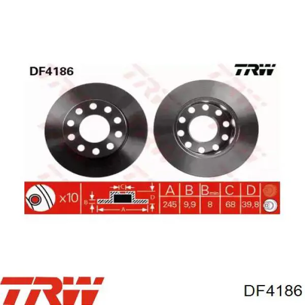 Купить DF4186 TRW Диск тормозной задний