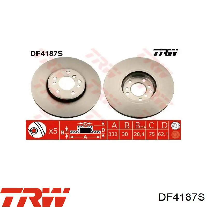 Передний тормозной диск TRW DF4187S