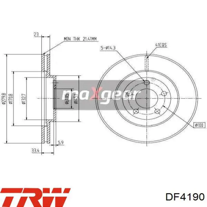 Передние тормозные диски DF4190 TRW