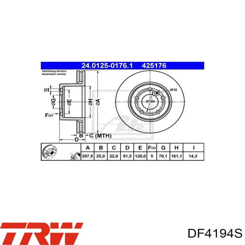 Купить DF4194S TRW Ротор тормозной