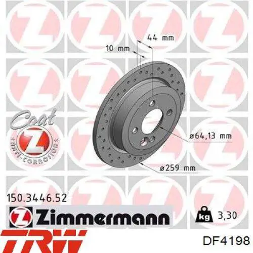 Задний дисковый тормоз TRW DF4198