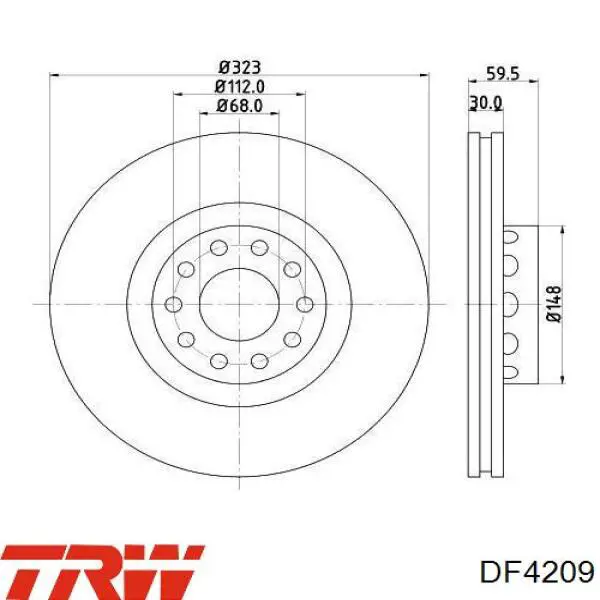 Передний тормозной диск TRW DF4209