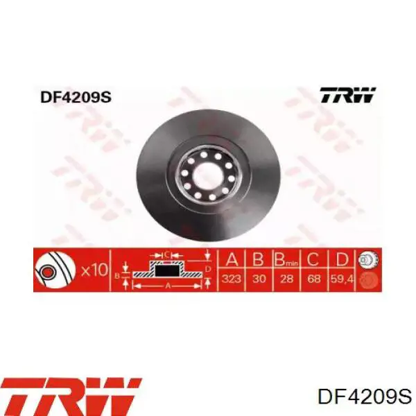 DF4209S TRW диск тормозной передний