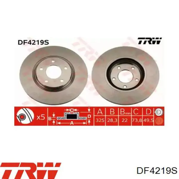 Тормоз дисковый передний TRW DF4219S цена, от 72.07 USD