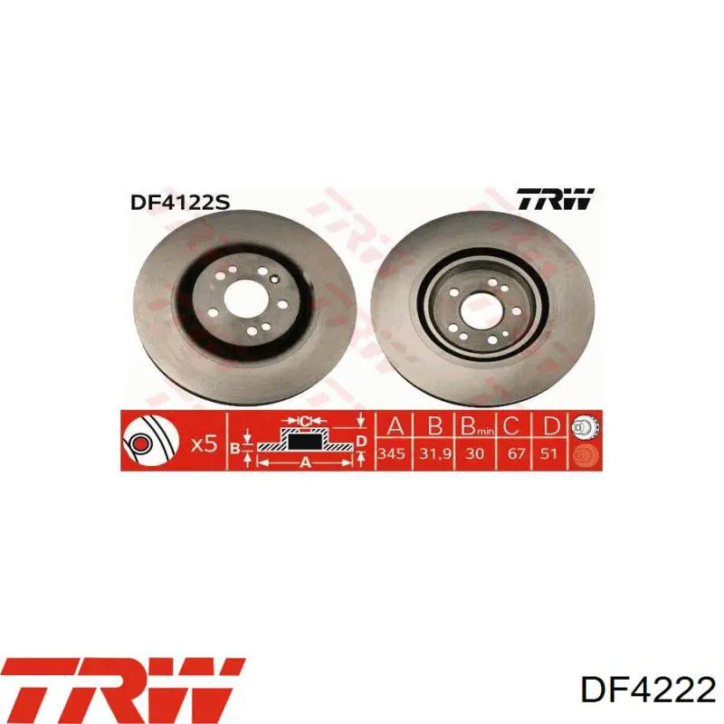 DF4222 TRW Диск тормозной передний
