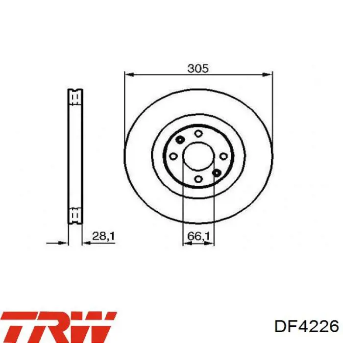 Передние тормозные диски DF4226 TRW