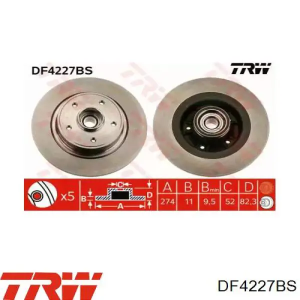 Тормозные диски DF4227BS TRW
