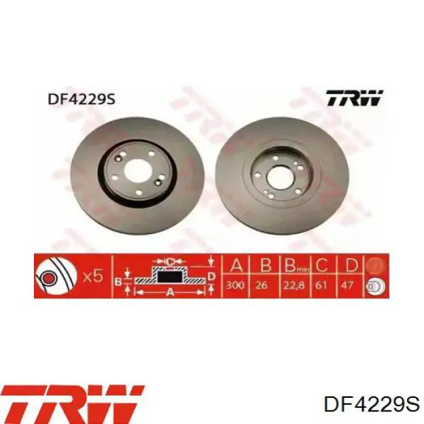 Передний тормозной диск TRW DF4229S