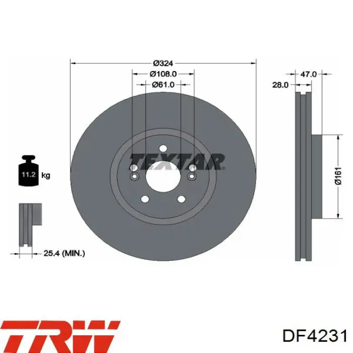 Передний тормозной диск TRW DF4231