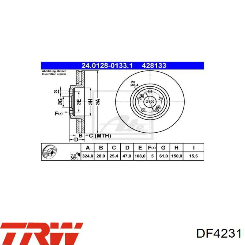 DF4231 TRW Диск тормозной передний