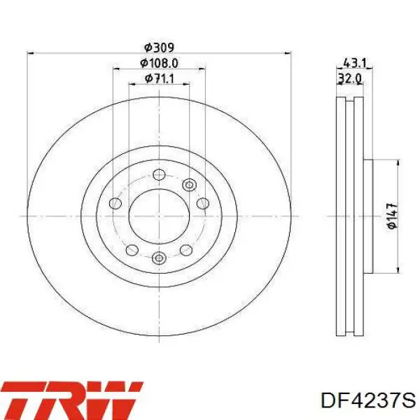 Купить DF4237S TRW Ротор тормозной