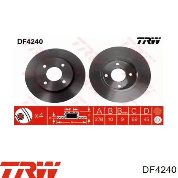 Задний дисковый тормоз TRW DF4240