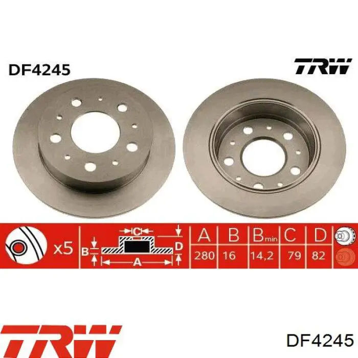 DF4245 TRW диск тормозной задний