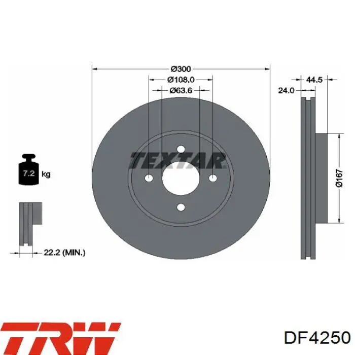 DF4250 TRW диск тормозной передний