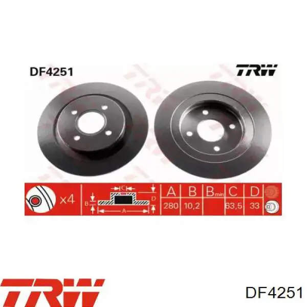 DF4251 TRW диск тормозной задний
