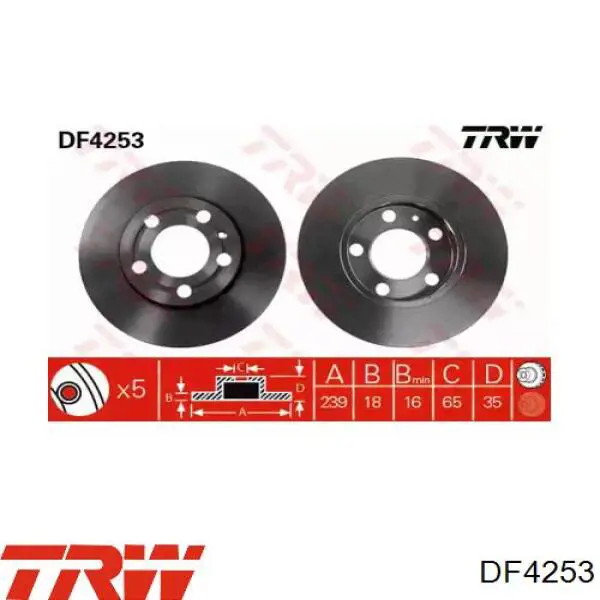 Передний тормозной диск TRW DF4253