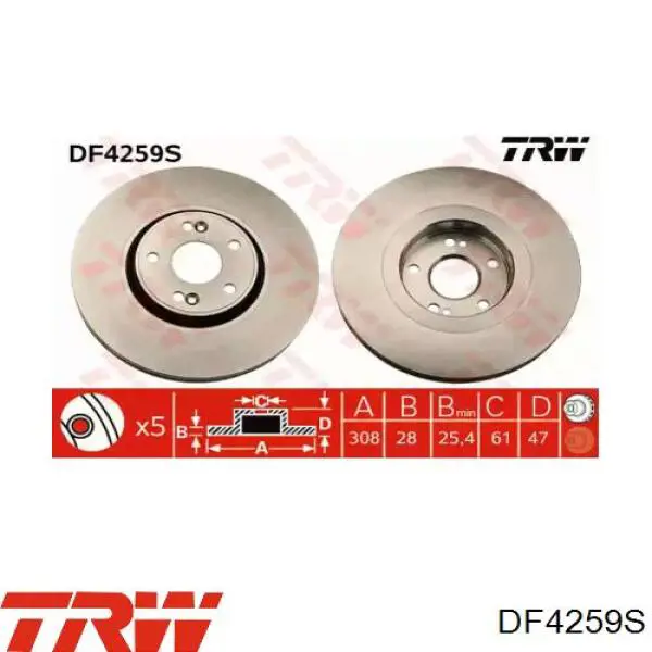 DF4259S TRW диск тормозной передний
