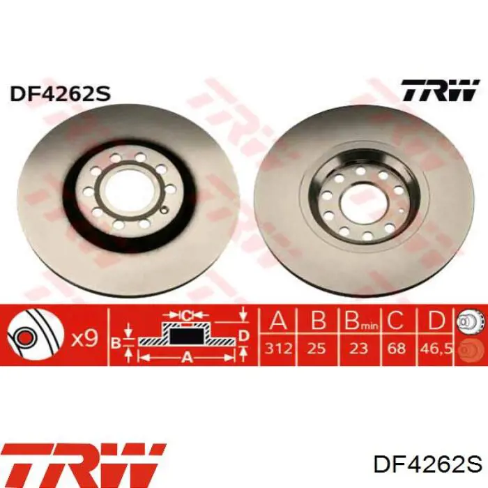 Передний тормозной диск TRW DF4262S