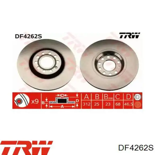 DF4262S TRW Диск тормозной передний