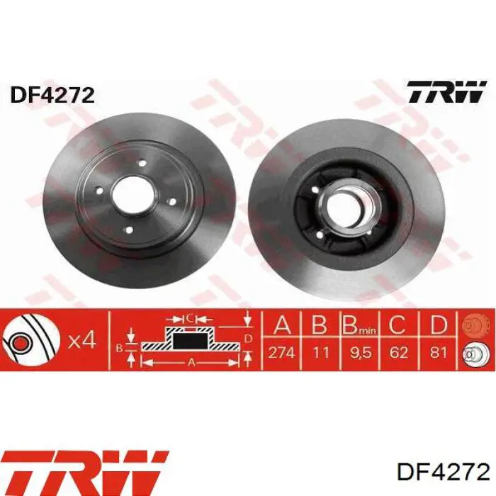 DF4272 TRW диск тормозной задний