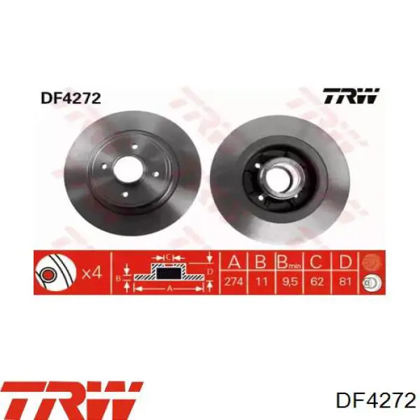 Тормозные диски DF4272 TRW
