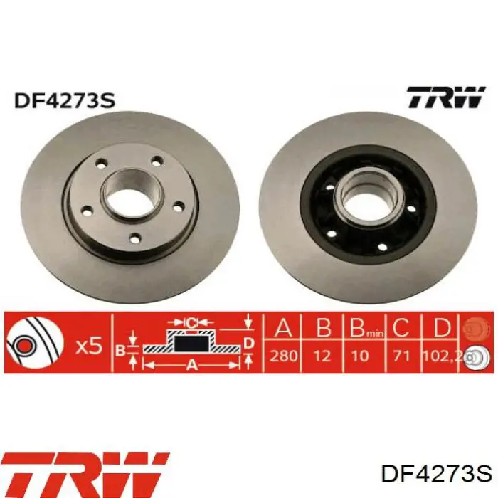Задний дисковый тормоз TRW DF4273S