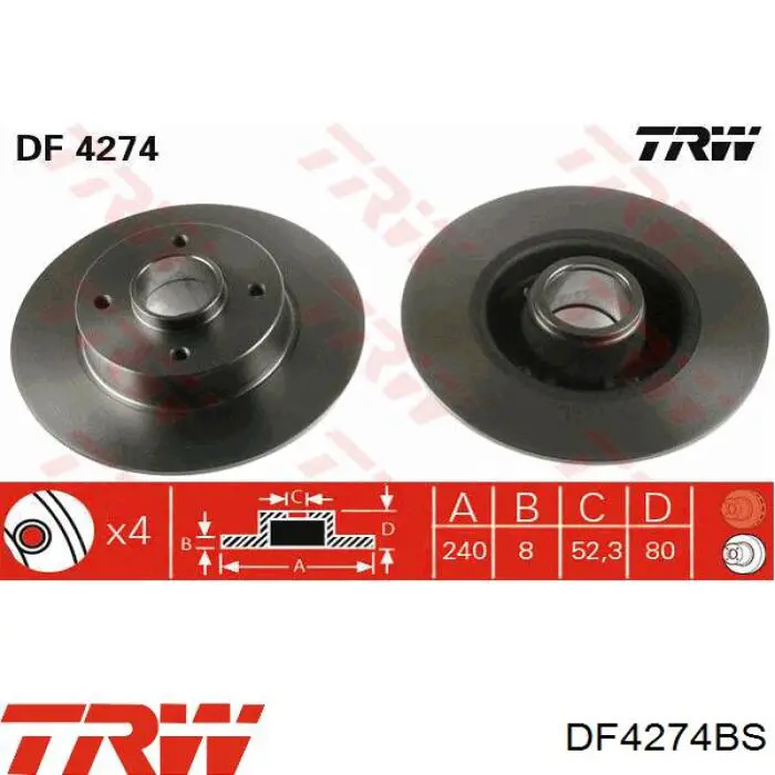 Купить DF4274BS TRW Диск тормозной задний