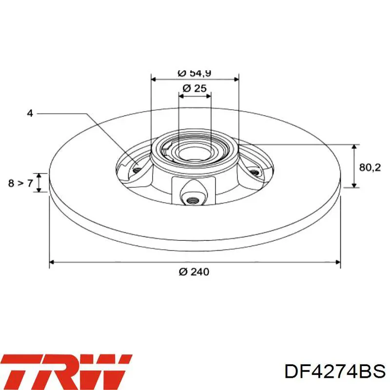 Задний тормозной диск TRW DF4274BS цена, от 58.90 USD