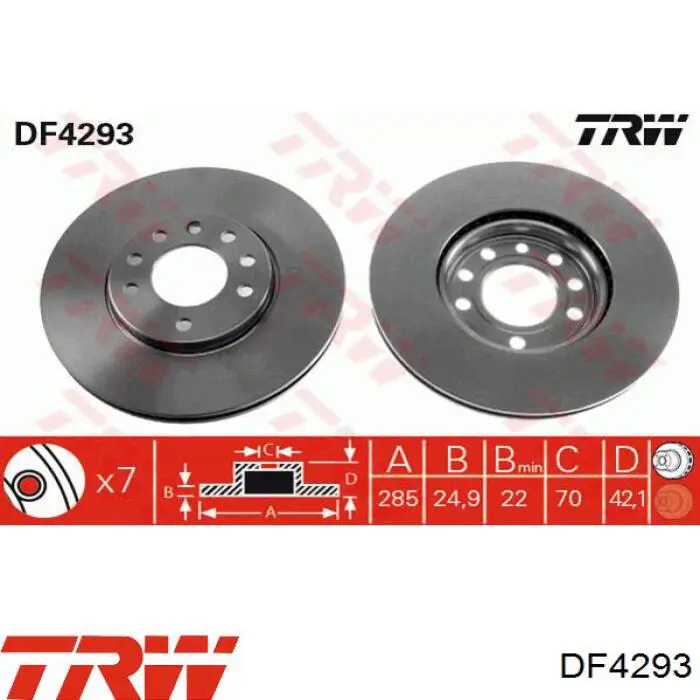 Тормоз дисковый передний TRW DF4293 цена, от 45.92 USD