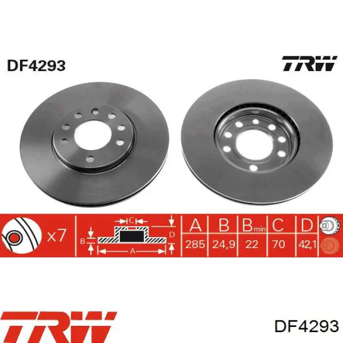 Диск гальмівний передній DF4293 TRW