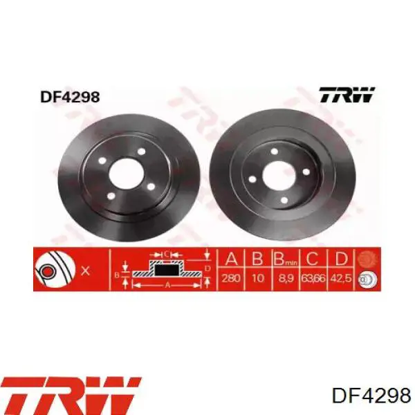 DF4298 TRW тормозные диски